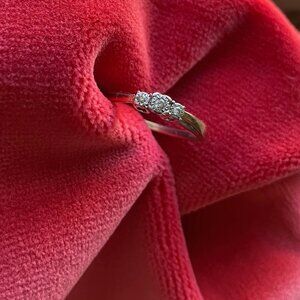 JARED 3-Diamond Petite "Promise Ring" In 14K Rose, White, Yellow, Gold SZ: 6.5